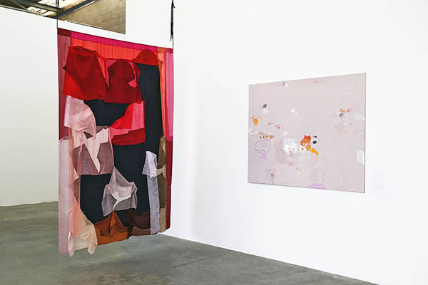Installation view - works by Emma Fitts and Kim Pieters