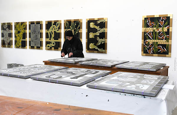 Julia Morison in her studio, August 2018 Julia Morison in her studio, August 2018
